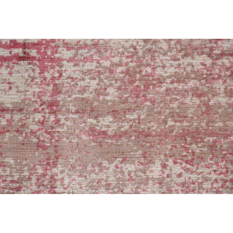 All-Over Pink Abstract Modern Area Rug Handmade Wool Carpet - 5'6" x 8'1"