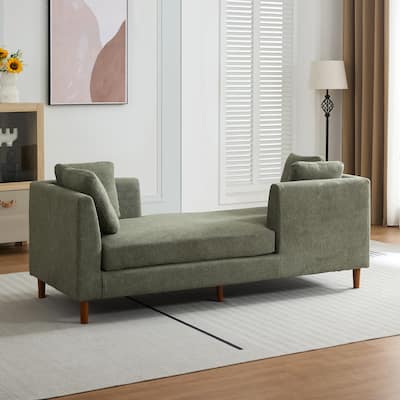 Modern Accent Chair,Upholstered Lounge Sofa Chair with Pillows and Wood Legs