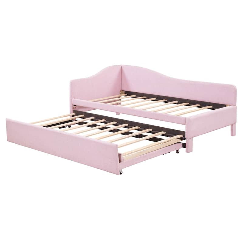 L-Shaped Upholstered Daybed with Pop Up Trundle