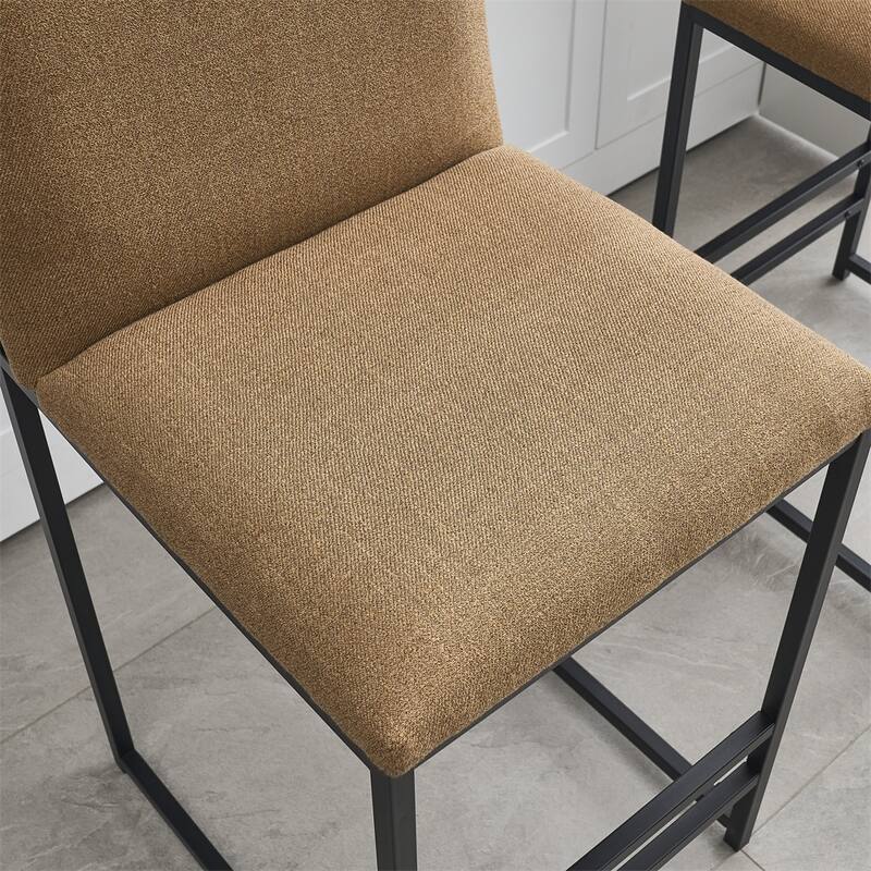 Counter Height Bar Stools Set of 2,Upholstered Linen Bar Chairs