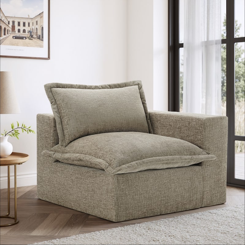 Comfy Cloud Couch Plush Modular Sectional Sofa For Living Room - Camel/Armchair right facing - Right Facing