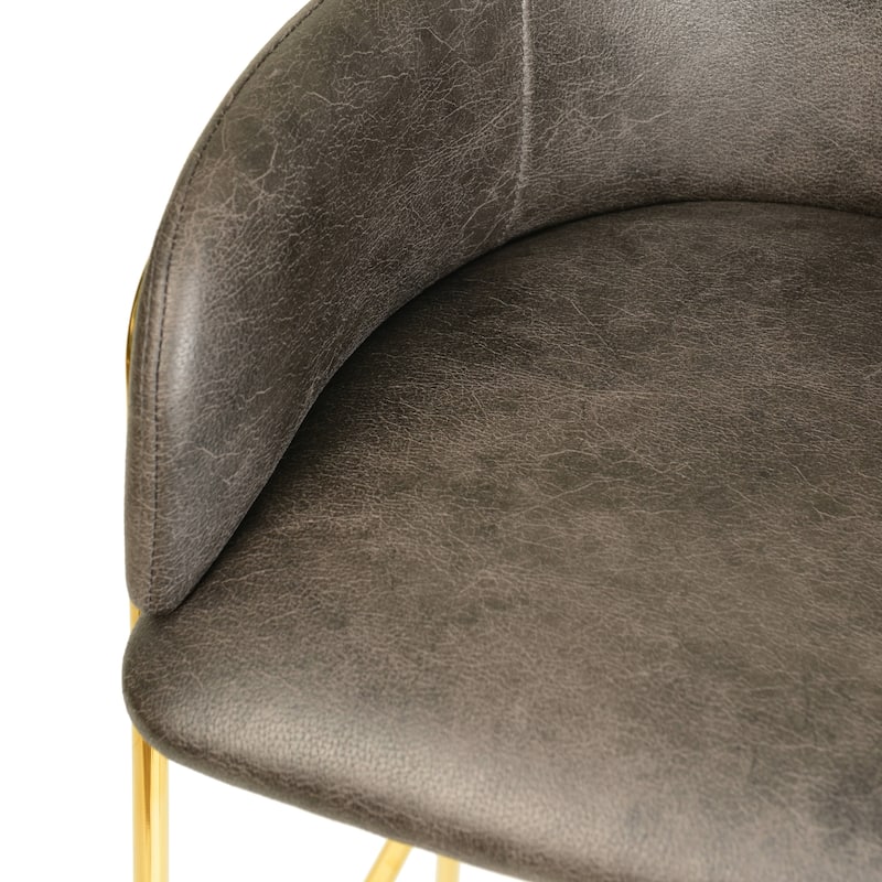 LeisureMod 40" Low-Back Velvet Upholstered Bar Stool with Gold Stainless-Steel Frame for Home Living Room Kitchen & Bar