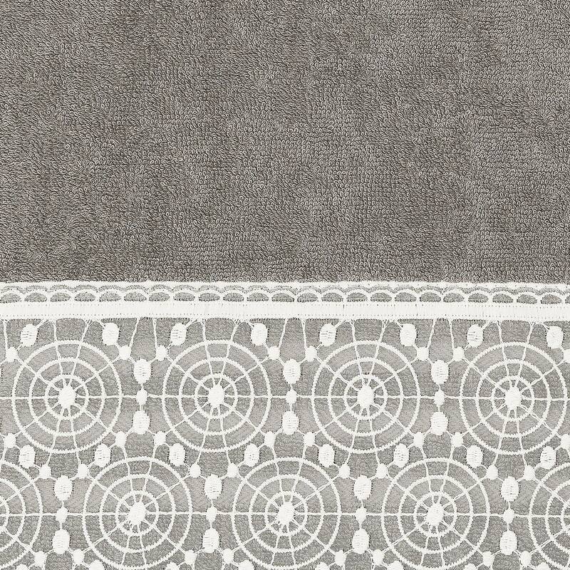 Authentic Hotel and Spa 100% Turkish Cotton Arian 3PC Cream Lace Embellished Towel Set