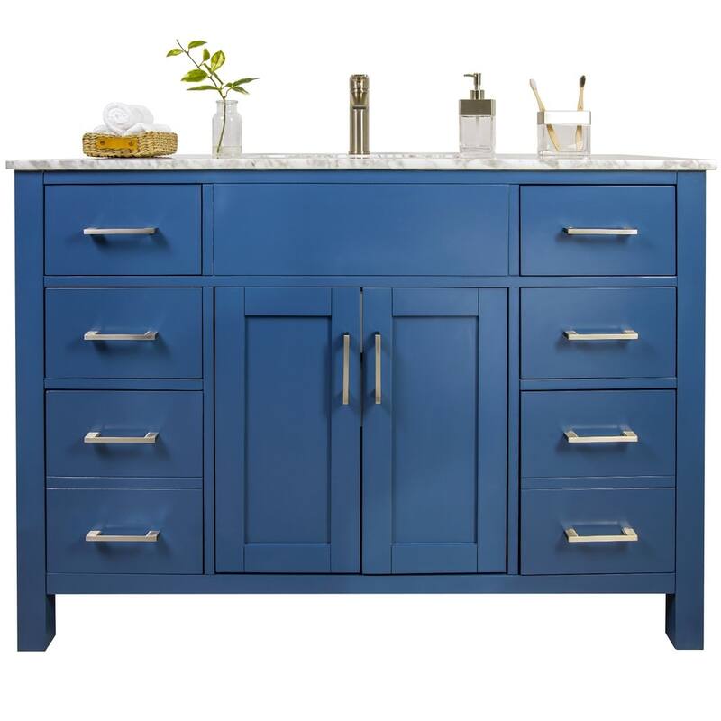 Amaya Marble Countertop 48-inch Single-sink Bathroom Vanity Set - Matte Blue
