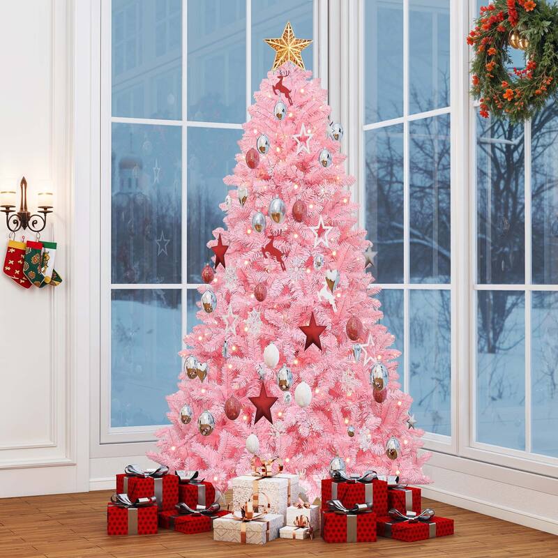 6/7.5 Ft Pink Spruce Artificial Christmas Tree