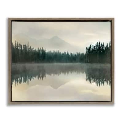 Stupell Foggy Lake Forest Landscape Soft Nature Water Reflection Floater Frame - Green