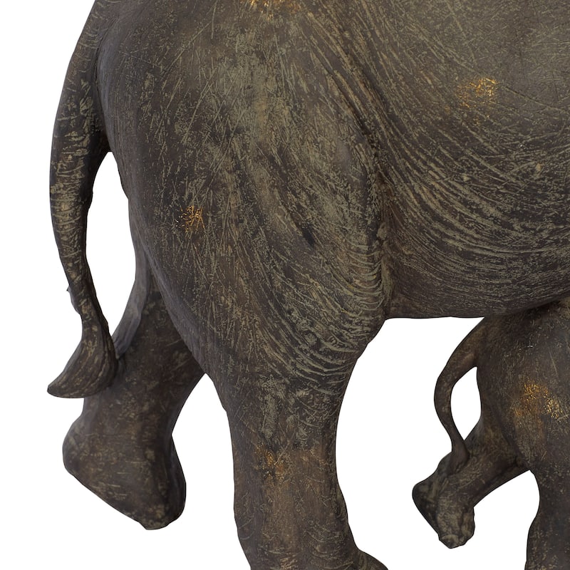 Gray Polystone Elephant Decorative Sculpture