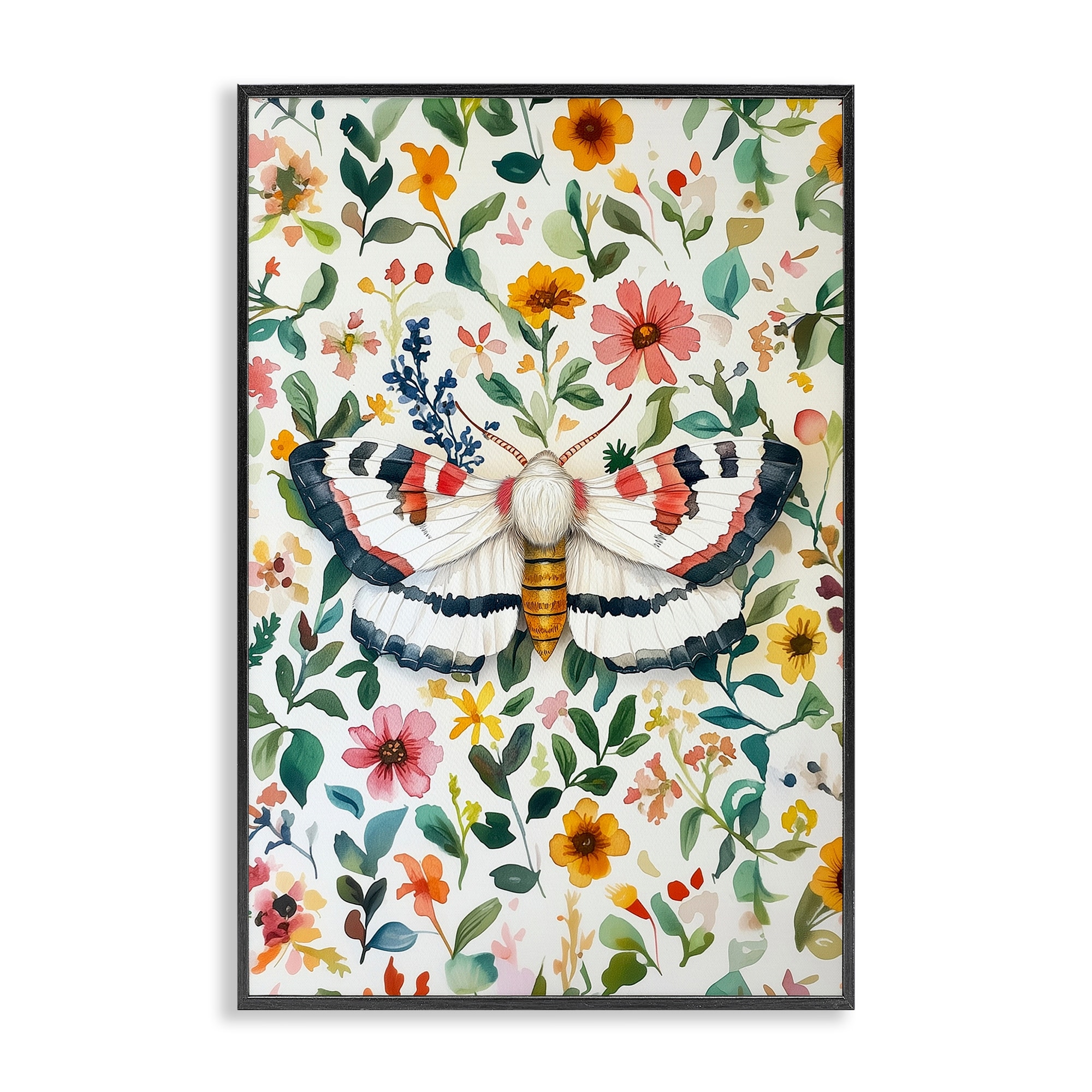 Stupell Butterfly & Bright Flowers Framed Giclee Art Design By The Dutch Lady