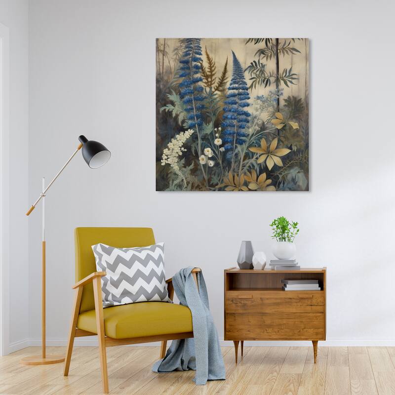 Wynwood Studio Canvas Floral and Botanical Kind of Lavandula Blue and Violet Blue Traditional Wall Art Canvas Print - 30 x 30