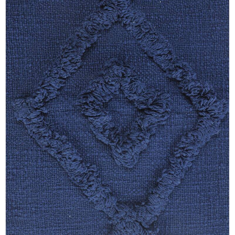 20" Navy Blue Hand Woven Diamond Tufted Square Throw Pillow
