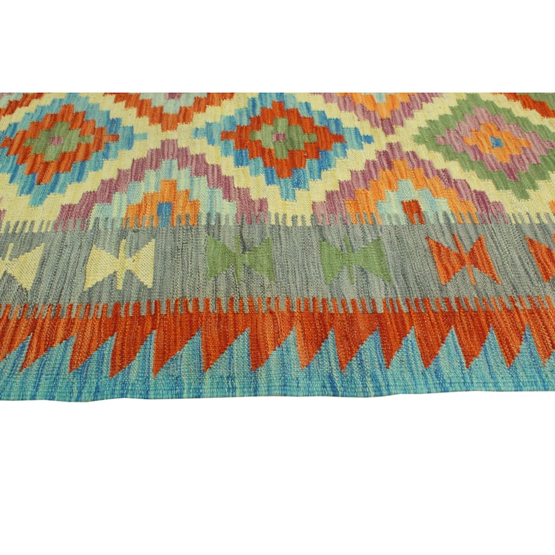 Sangat Flatweave Batcha Red/Blue Rug - 4'10" x 6'3"