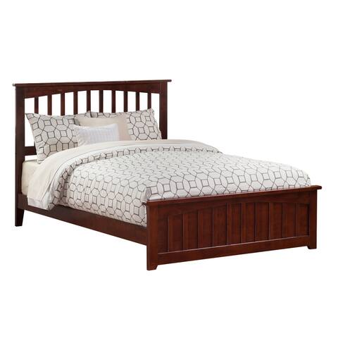 Mission Queen Low Profile Wood Platform Bed with Matching Footboard in Walnut