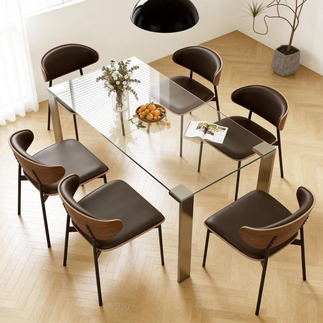 66.9 Inch Modern Tempered Glass Dining Table with Sleek Metal Legs for Home or Office - 66.9"Lx33.5"Dx29.7"H