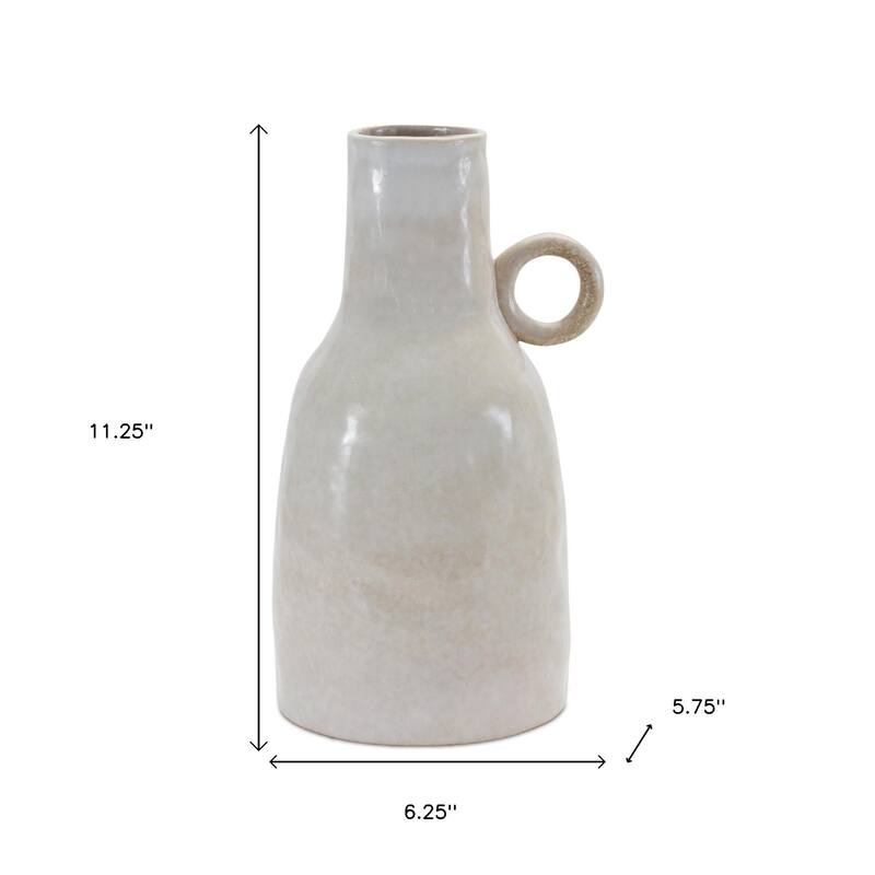 11" Gray And White Ceramic Round Table Vase - 6.25