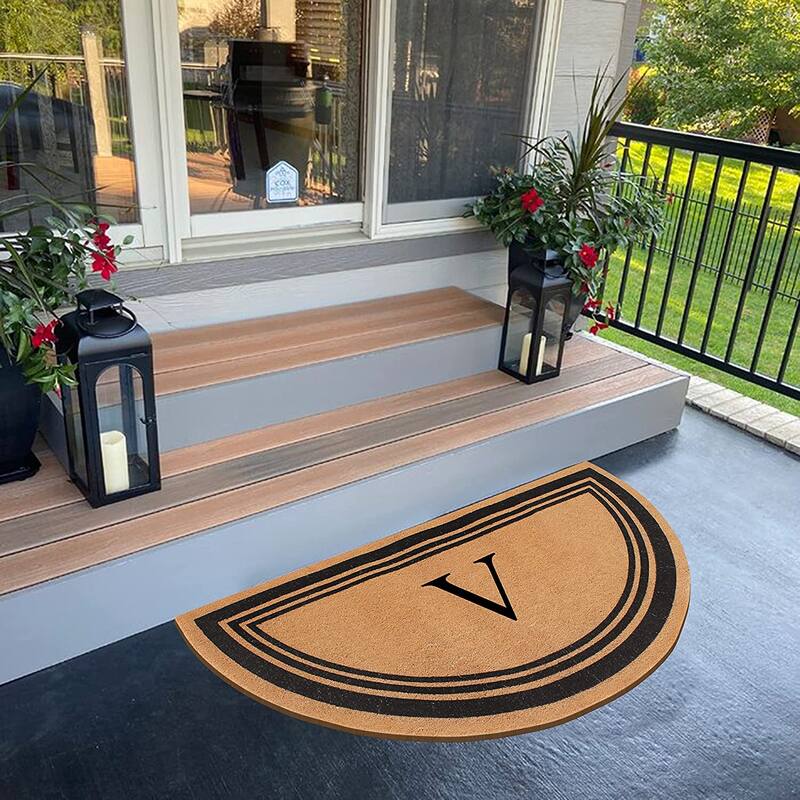 A1HC Natural Coir Flock Beige 30 in x 60 in Coir & PVC Durable Door Mat for Outdoor Entrance Monogrammed Doormat
