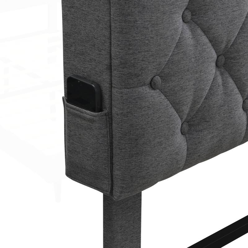 Modern Platform Bed Frame with Tufted Headboard and Multiple Functionalities