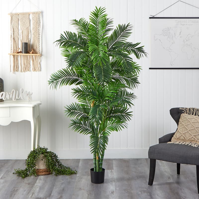 6 Ft Silk Palm Tree - Realistic Indoor Parlor Palm Decor for Home Office - 6ft.