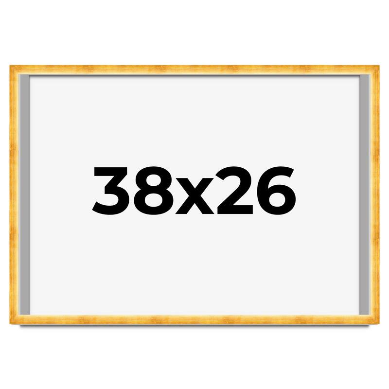 38x26 Shadow Box Frame Gold | 1.625 Inches Deep Real Wood Traditional