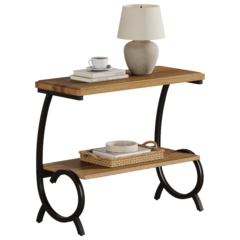 27.6 Inch Industrial 2-Tier Coffee Table with Storage for Living Room by 1Easylife