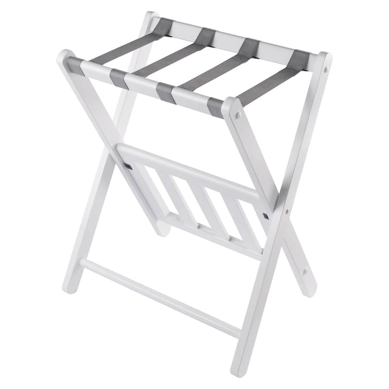 Foldable Luggage Rack with Shelf - 24.75" - White and Gray
