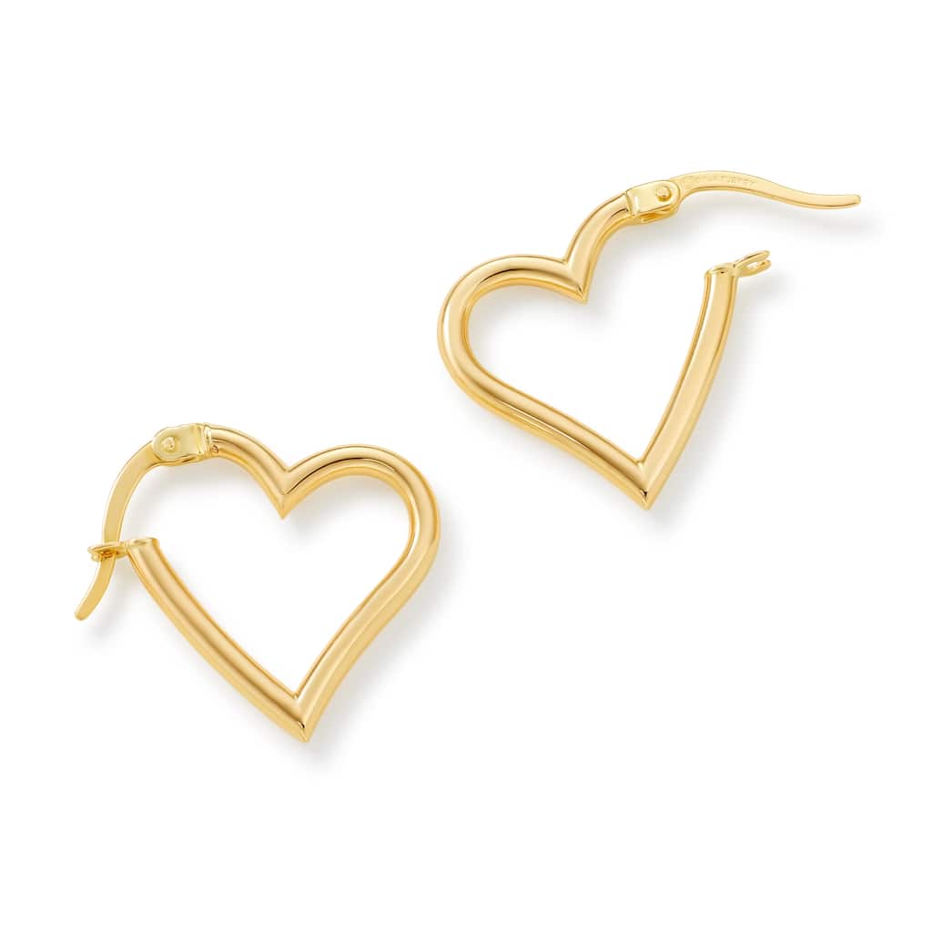 Clover 14K Yellow Gold High-Polish Heart Hoop Earrings