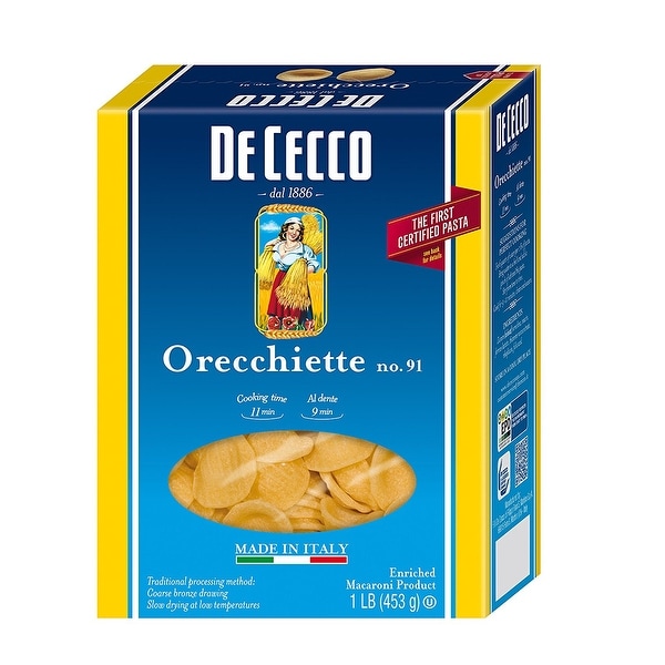 De Cecco Pasta Pasta - Orecchiette - Case of 12 - 16 oz
