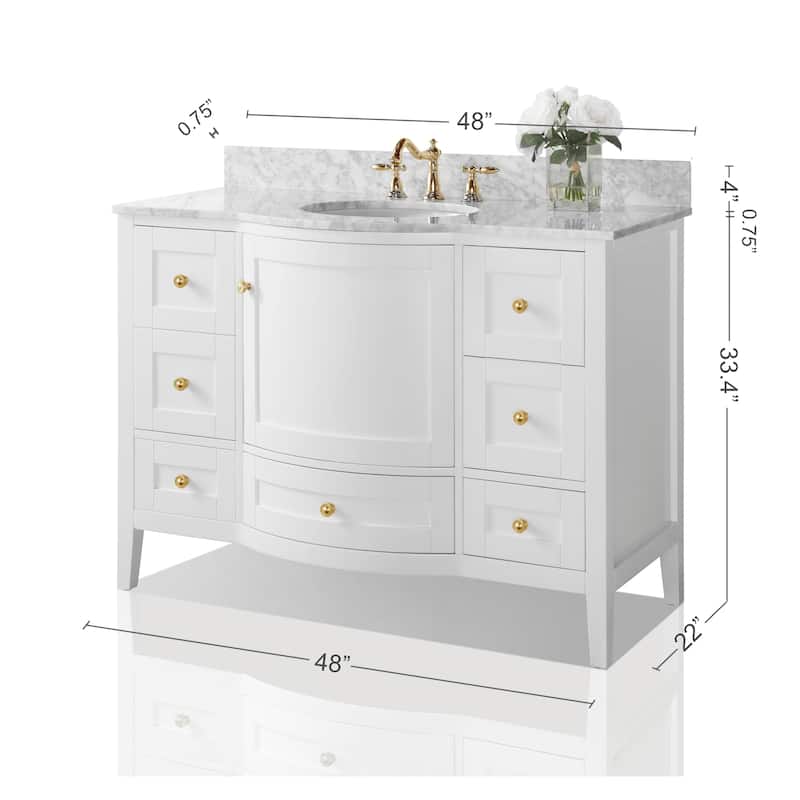 Ancerre Designs Lauren Vanity Set with Carrara White Marble Top