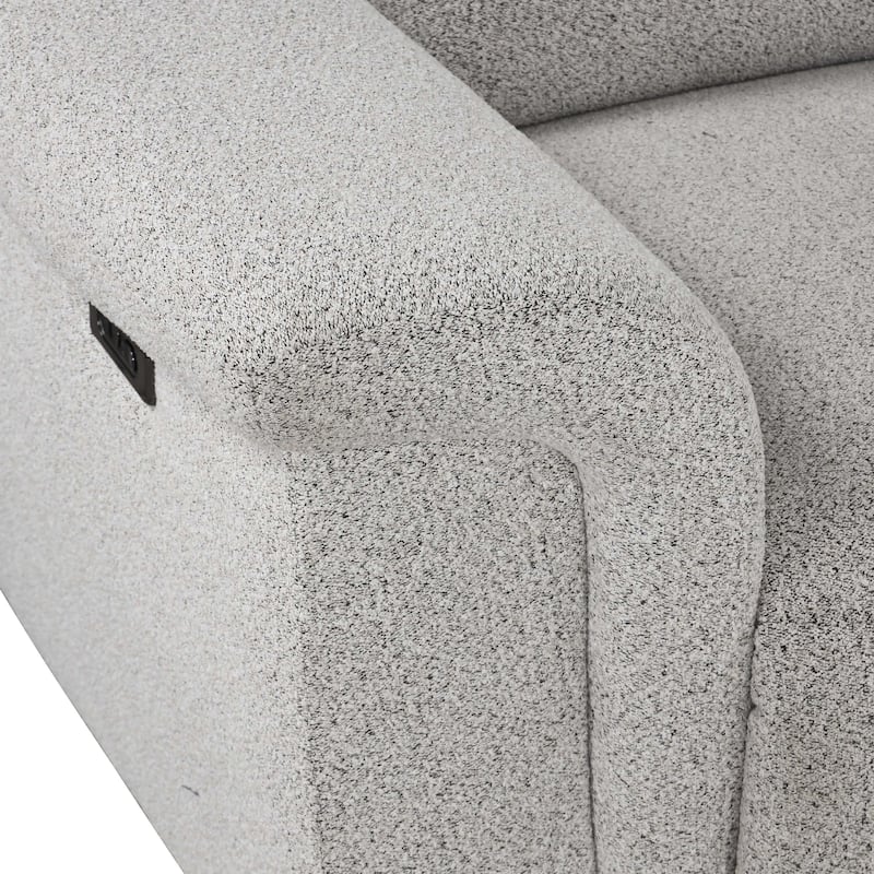 Furniture of America Loungi Modern Light Grey Chenille Power Recliner Sectional with Console and USB Ports