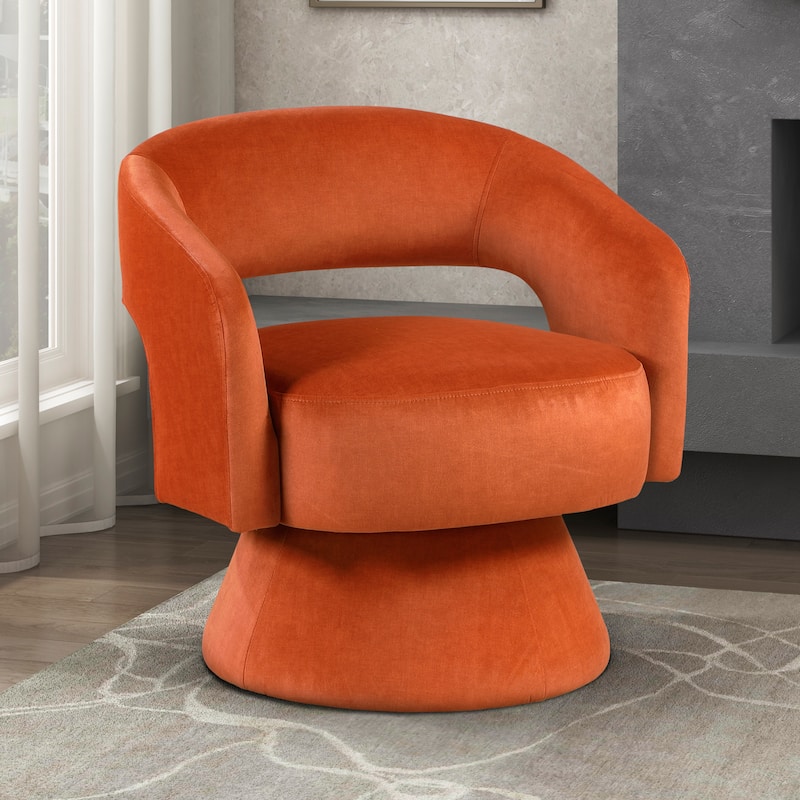 Arden 27" Velvet Swivel Chair - 360-Degree Metal Swivel Base