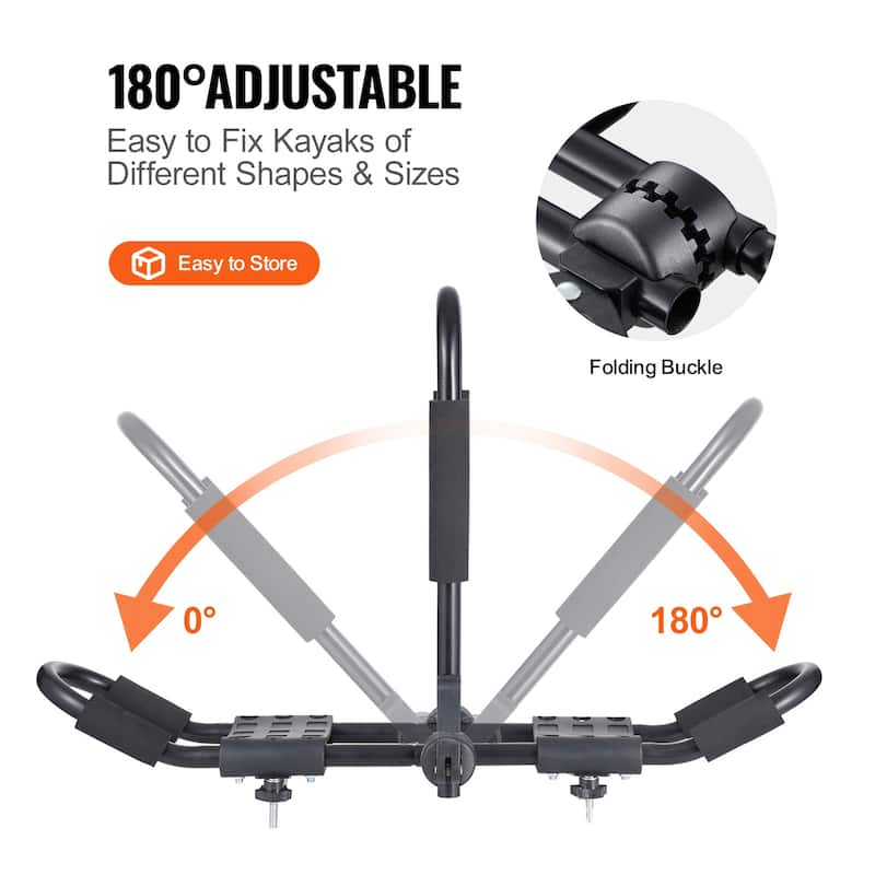 Kayak Roof Rack 1 Pair J-Bar - Φ1.0" - 1.6" 150 lbs