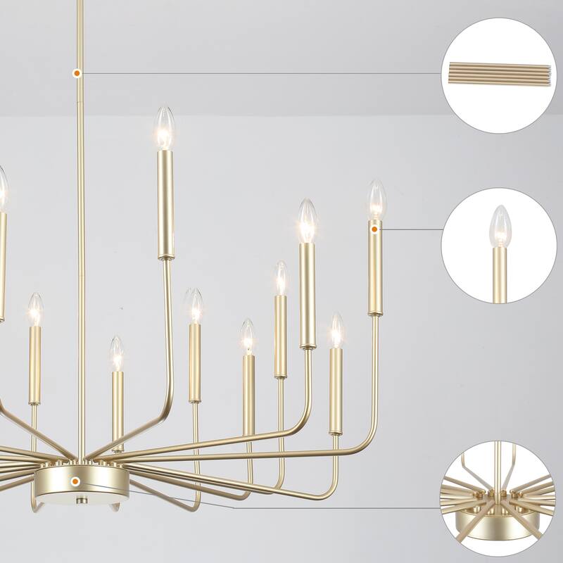 16-Light Metal Rustic Modern Candle Chandelier Fixturesfor Living Room Kitchen Foyer Bedroom