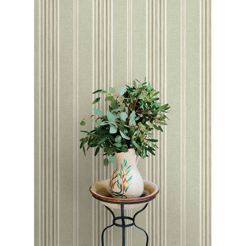 Chesapeake Calvados Moss Linen Stripe Wallpaper