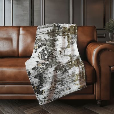 Premium Machine Washable Modern Abstract Sherpa Throw Blanket