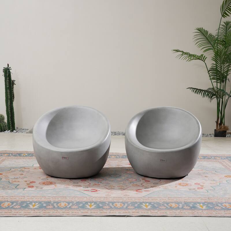 Set of 2 Outdoor Grey Imitation-Wood Stool Sofa - 25.59*26.29*21.96