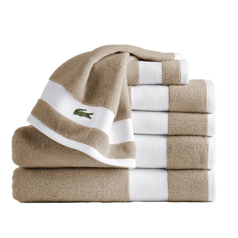Lacoste Sport Stripe Supima Cotton 6-Piece Bath Towel Set - Sand