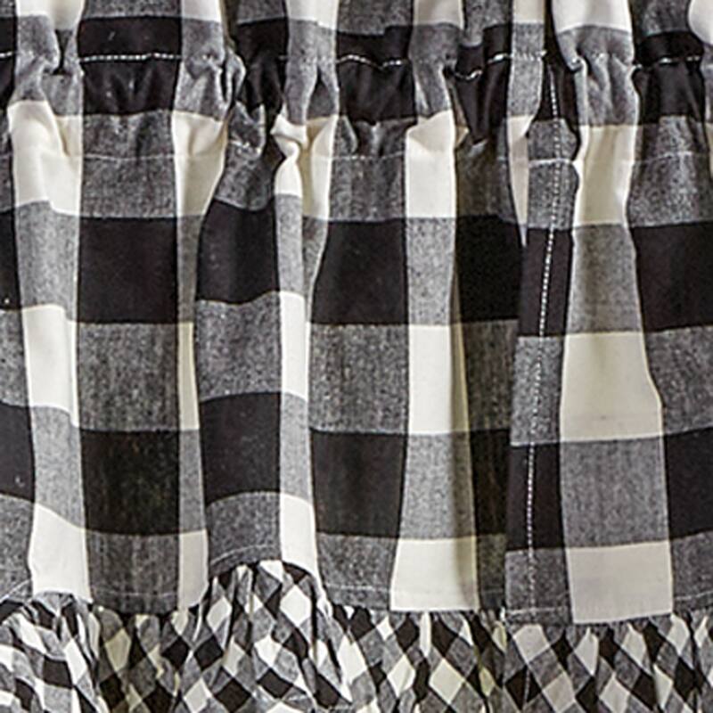 Park Designs Buffalo Check Ruffled Black Swags 72" x 36" - 72" X 36"