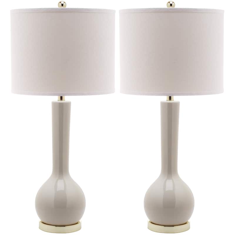 SAFAVIEH Lighting Brigid 31-inch Long Neck Ceramic White Table Lamp (Set of 2) - 14"x14"x30.5" - 14Wx14Dx31H