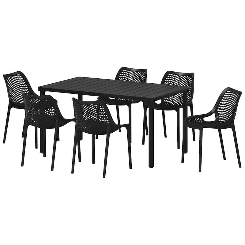 Frond and Form 6-Person Outdoor Rectangular Dining Set