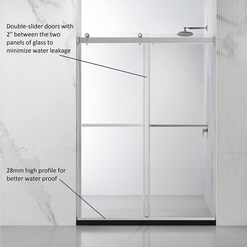 Spezia 68" W x 76" H Sliding Frameless Shower Door in Brushed Nickel