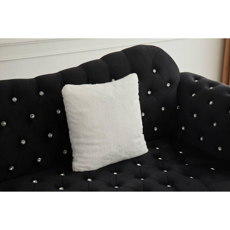 Velvet Rolled Arm Chesterfield Loveseat