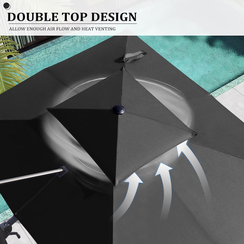 Pellebant Outdoor 9x11FT Patio Cantilever Umbrella Dual Top
