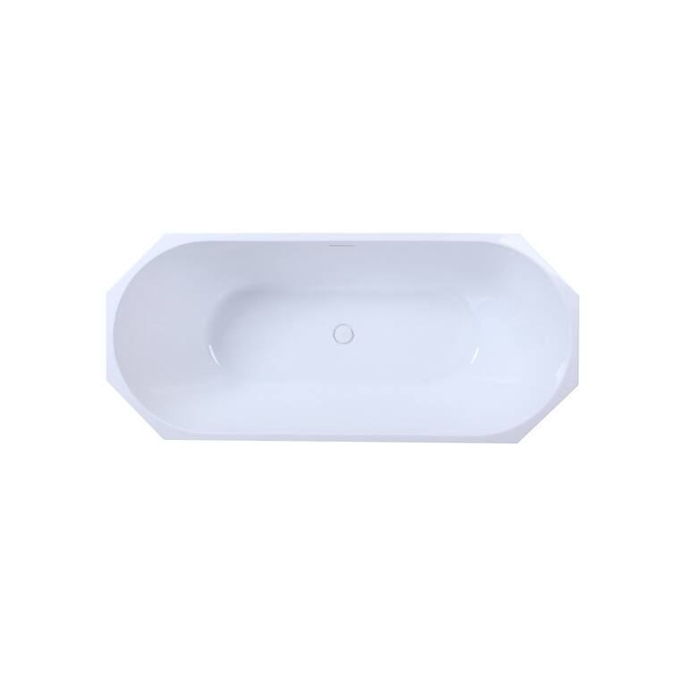 Edward Soaking Diamond Style Bathtub in Glossy White