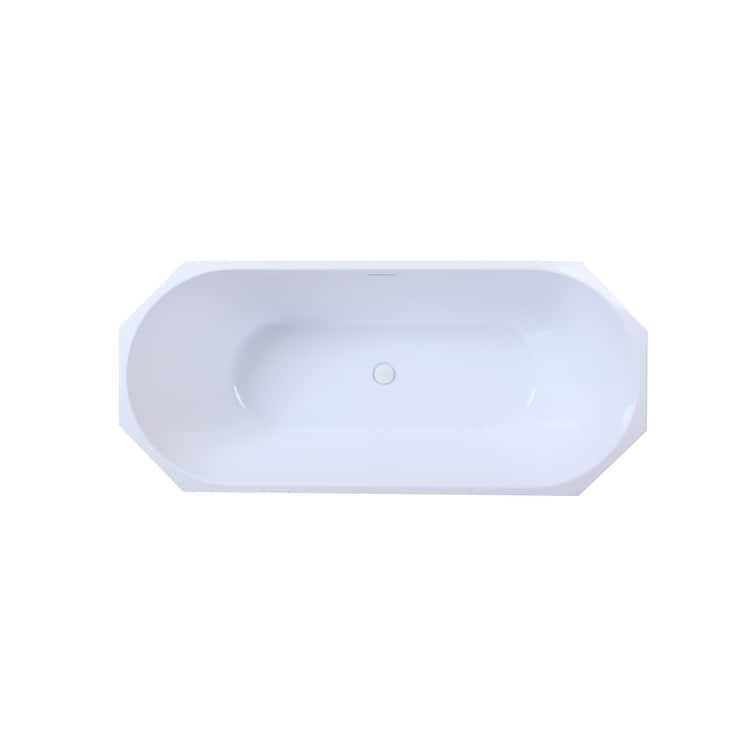 Indigo Home 67 inch Soaking Diamond Style Bathtub in Glossy White