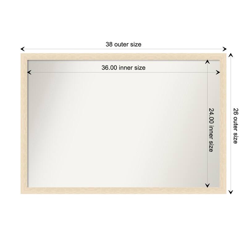Woodgrain Stripe Non-Beveled Wood Framed Wall Mirror - Woodgrain Stripe Blonde - Glass Size 36x24