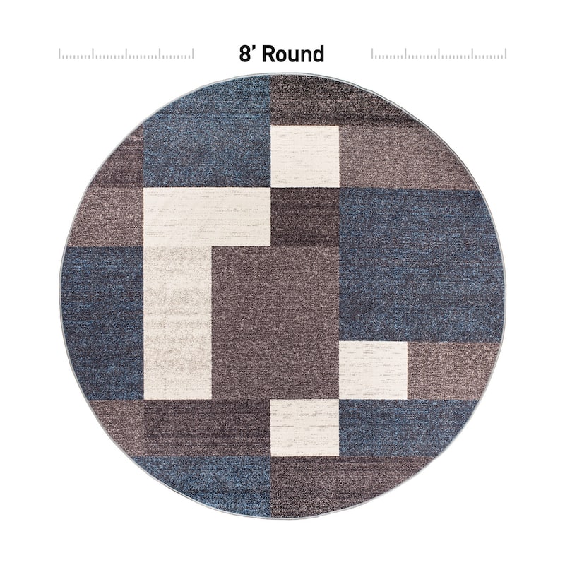 World Rug Gallery Modern Boxes Design Non-slip (Non-skid) Area Rug