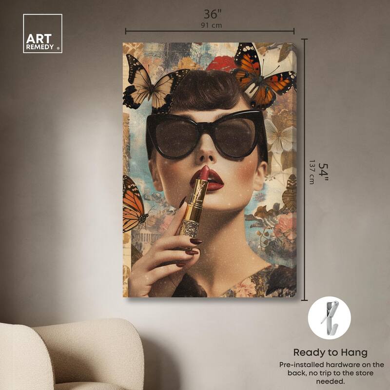 Iconic Lady Butterfly Collage II Canvas by Art Remedy, Gallery Wrapped