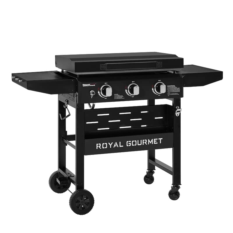 Royal Gourmet, Gas Griddle with Hood and Collapsible Side Shelves