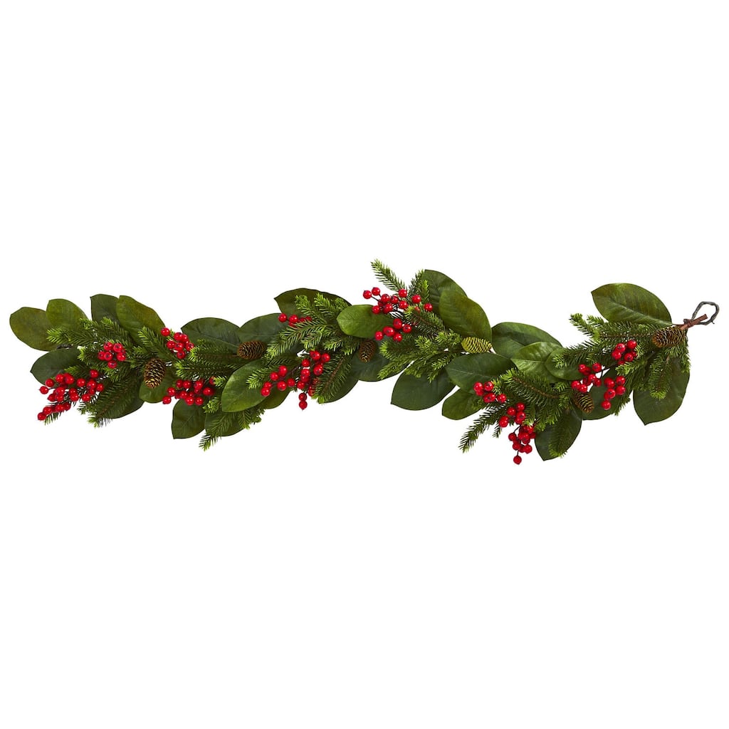 Artificial Pine Garland 5ft - Festive Berry Green Decor for Home, Holiday, and Seasonal Decor - 60