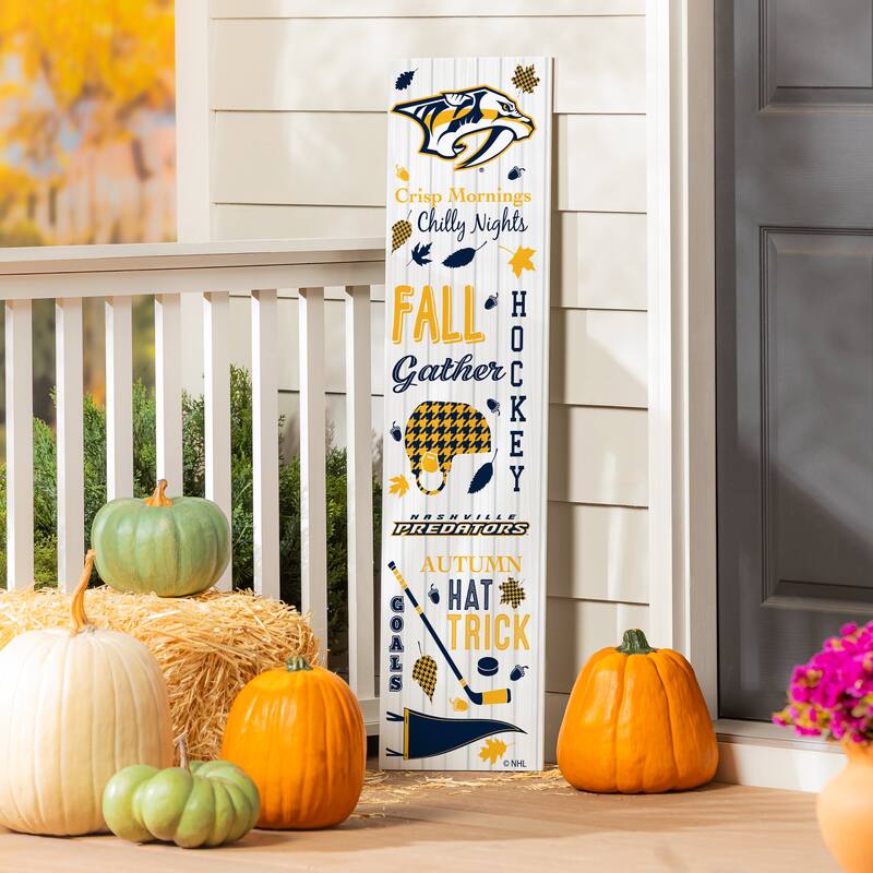 47" Double Sided Seasonal Porch Leaner, Nashville Predators - 47" x 11.25" - Fall