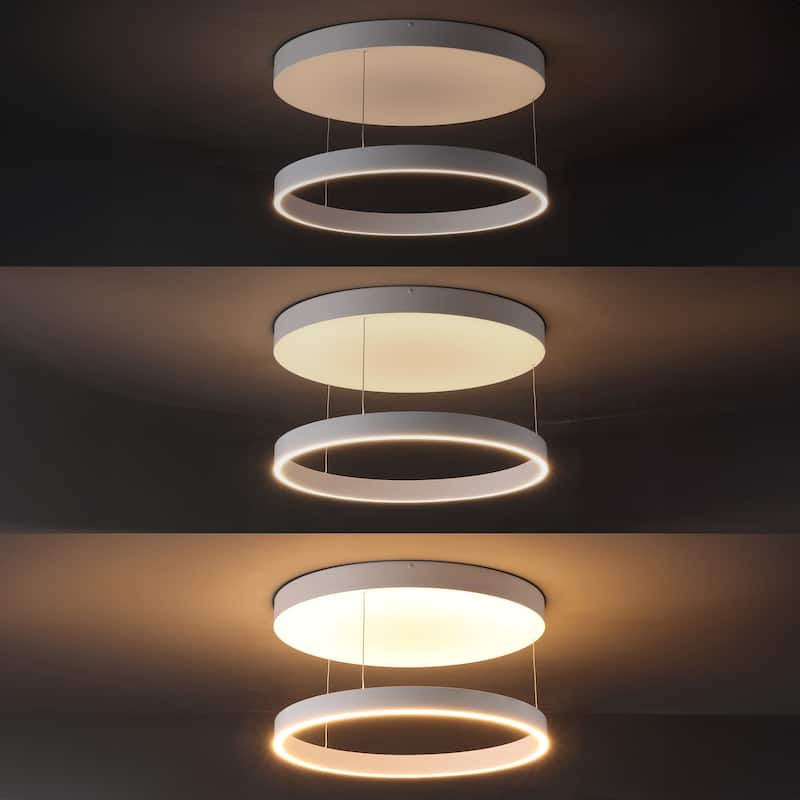 Metal Adjustable Dimmable Ring LED Pendant, By JONATHAN Y - 1-Light